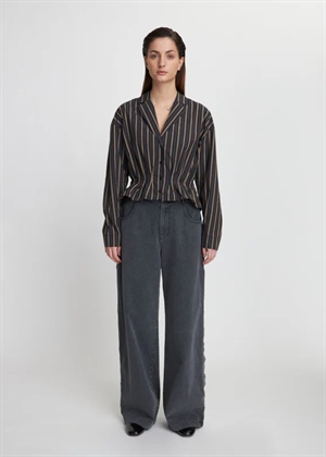 Feminine pleated skjorte Dark Striped Stella Nova 